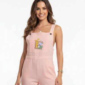 NWT Bayside Infinity Fashions Coral Jumpsuit Sz L 100% Cotton  Animal Embroidery